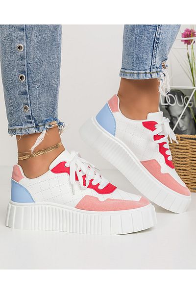 starlike Pantofi casual dama albi cu rosu A144