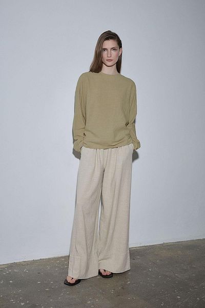 Suud Collection Linden Green Ole Oversize Linen Blouse