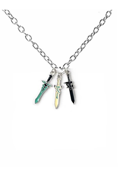 Yuchicly قلادة للرجال والنساء بثلاثة ألوان على شكل سيف – معدنية بتصميم محارب ...