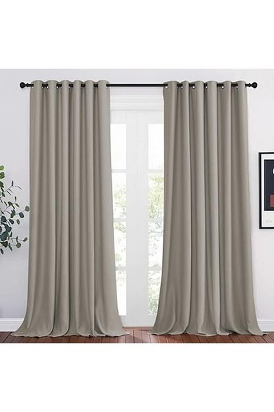 PONY DANCE Set 2 blackout curtains with rings, for living room or bedroom, 220X260, sand