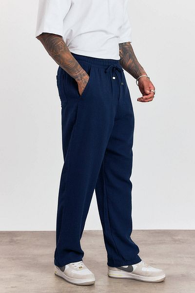 Weyeze Elastic Waist Lace-Up Loose Cut Trousers Ag-Y23113Lns