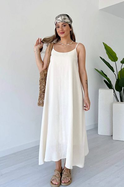 Sorridi Muslin Fabric Lined Maxi Dress with Adjustable Straps