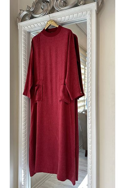 Invee 7136 Patterned Modal Dress - Claret Red