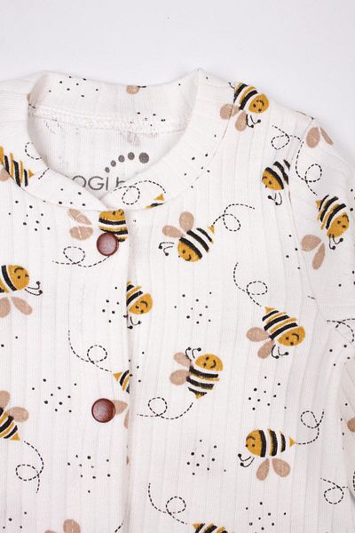 Mini Ropa Newborn Booties Jumpsuit Bee Printed Snap Fastener Baby Romper