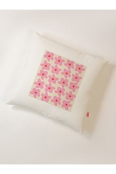 Galia Tasarım Pink Flower Patterned Pillow Case 45X45 cm