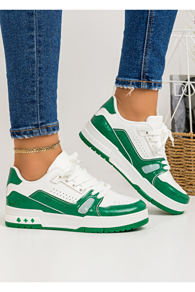 starlike Pantofi sport dama albi cu verde A132