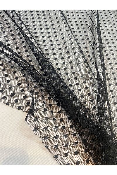 Yiğit Kumaş Black Polka Dot Tulle Fabric