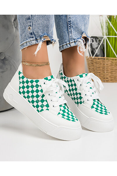 starlike Pantofi casual dama albi cu verde A148