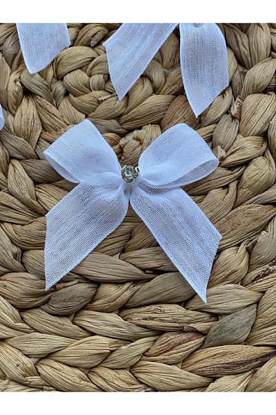 HİMENİSA Stone Linen Ribbon Bow Ready 25 Pieces