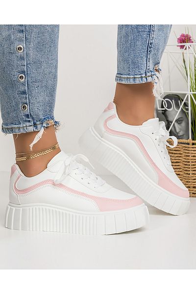 starlike Pantofi casual dama albi cu roz A146