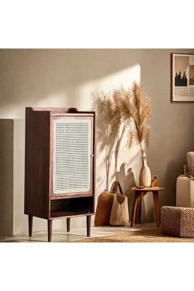 WoodenDecoration01 Lora Masif Ahşap Rattan Kapaklı Dolap