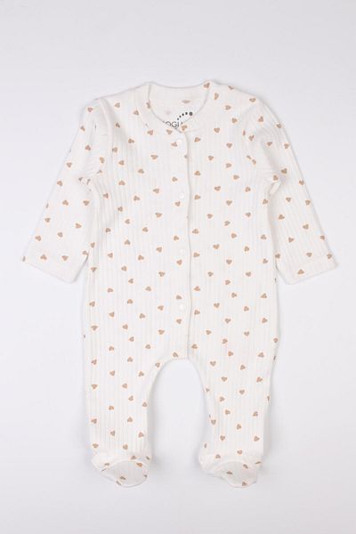 Mini Ropa Newborn Booties Jumpsuit Brown Heart Snap Fastener Baby Romper