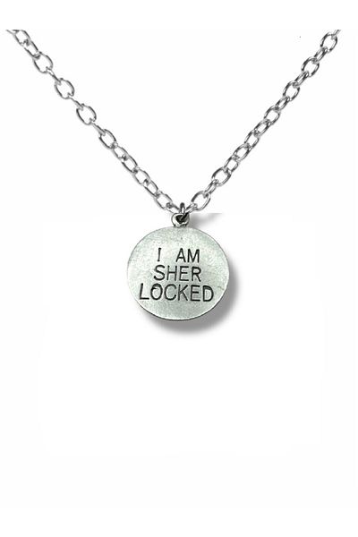 Herşey Nota I Am Sher Locked Locket Necklace – Sherlock Themed Unisex Metal Jewelry with 60 cm Chain