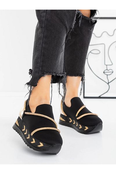 mei Women's Platform Sneakers 3AGZ121 Black-Gold