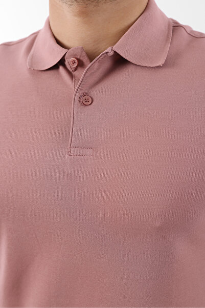 comstar Men's Cotton Basic Pink Polo Neck T-Shirt