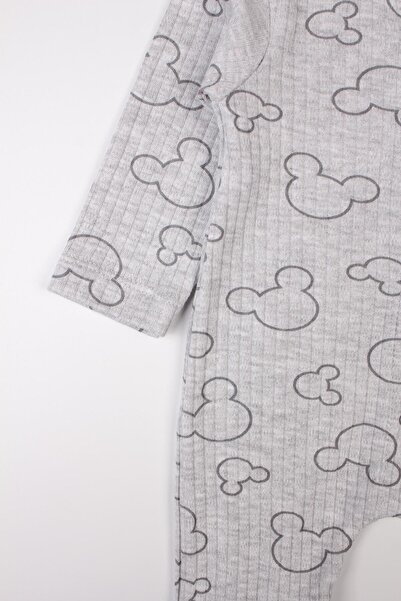 Mini Ropa Newborn Booties Jumpsuit Mouse Printed Snap Fastener Baby Romper