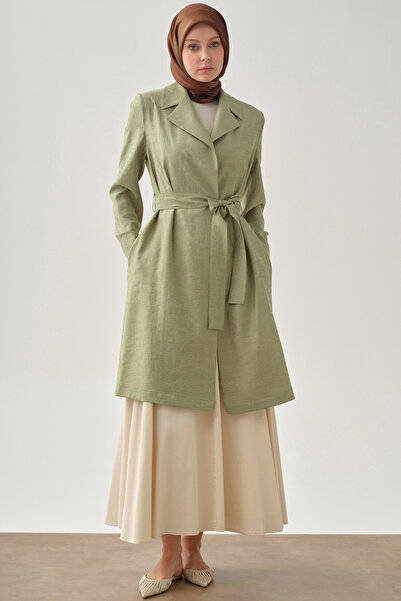 Tuğba Kuşaklı Jakar Ceket - Mint