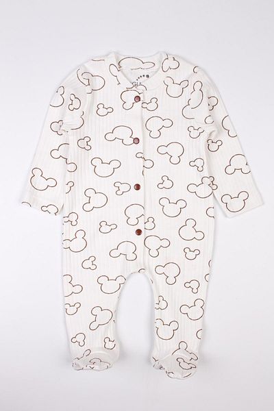 Mini Ropa Newborn Booties Jumpsuit Mouse Printed Snap Fastener Baby Romper
