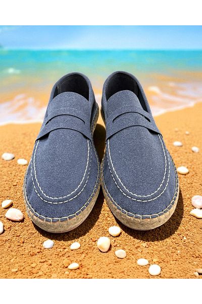 higo Men's Espadrille with Straw Detail