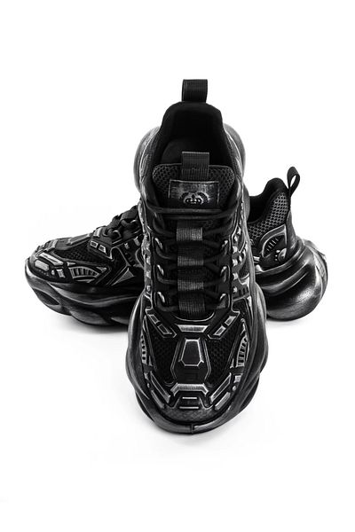 advancer Men's Sports Shoes Made of Genuine Leather 24210 Black-Grey