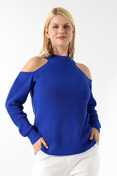 Marvine Pulover de tricotat pentru femei, cu umăr deschis