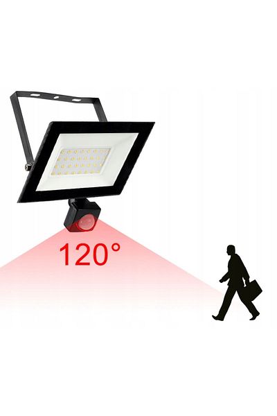 Azaris HALOGEN 10W Z CZUJNIKIEM RUCHU LAMPA ULICZNA NAD GARAŻ WARSZTATOWA