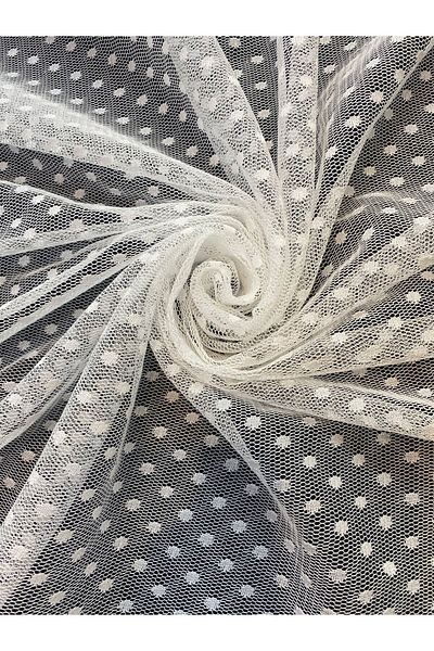 Yiğit Kumaş Ecru Polka Dot Tulle Fabric