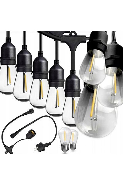 Azaris GHIRLANDĂ DE GRĂDINĂ 15M LAMPĂ DE GRĂDINĂ BECURI E27 230V LUMINĂ SUSPENDATĂ