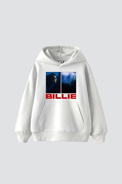 Sekizbiraltı Λευκό φούτερ με στάμπα Billie Eilish Oversize Unisex