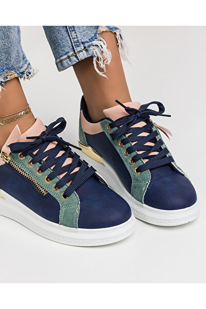 starlike Pantofi casual dama bleumarin cu verde A147