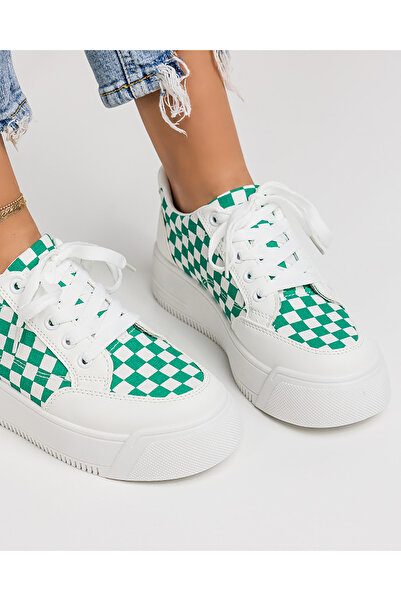 starlike Pantofi casual dama albi cu verde A148