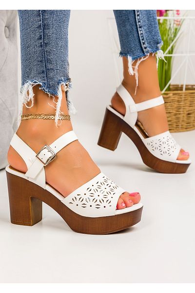 starlike Women's white heeled sandals A117