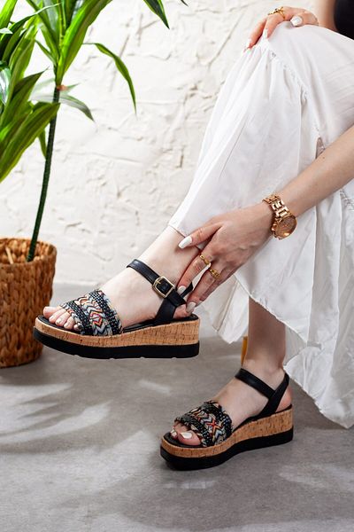 Adım Adım Women's Metal Detailed Double Buckle Sandals