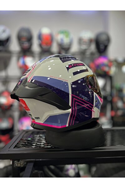 MT Helmets Stinger Tron Parlak Kask (Şeffaf Vizörlü)