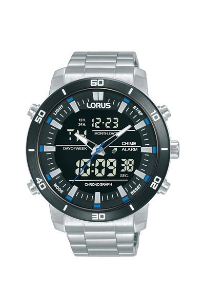 Lorus Rw659Ax9 Quartz Steel Gray Black Dial 10 Atm 46 mm Men's Wrist Watch