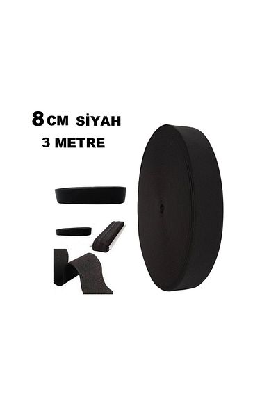 Hayal Sepeti Rubber Wide Black 8cm Wide Waist 3Mt Shorts, Legs, Sleeves and Underwear Rubber 1 Pack 3 Mt