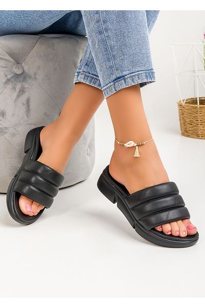 starlike Women's black platform slippers A114