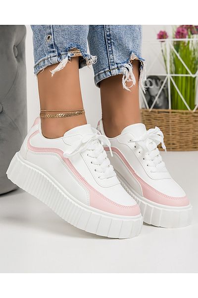 starlike Pantofi casual dama albi cu roz A146