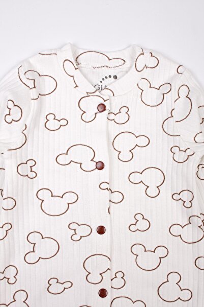 Mini Ropa Newborn Booties Jumpsuit Mouse Printed Snap Fastener Baby Romper