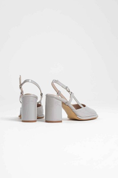 MarjinalTrendim Denma Gray Patent Leather Women's Heeled Shoes