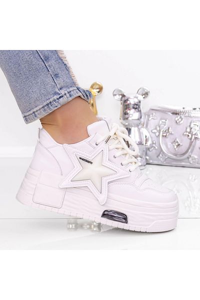 mei Women's Platform Sneakers 3AL65 White