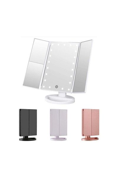 Dexia LED cosmetic mirror for makeup – 22 lights, 180° rotation, on/off button, white color