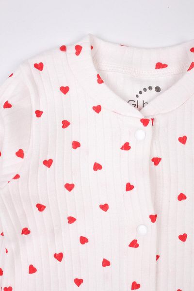 Mini Ropa Newborn Booties Jumpsuit Red Heart Snap Fastener Baby Romper