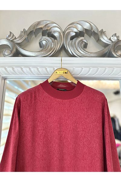 Invee 7136 Patterned Modal Dress - Claret Red