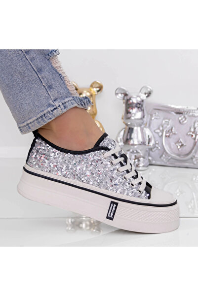 mei Pantofi Sport Dama cu Platforma 3AL18 Argintiu