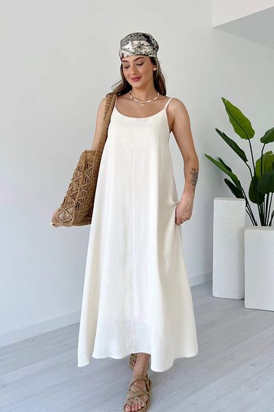 Sorridi Muslin Fabric Lined Maxi Dress with Adjustable Straps