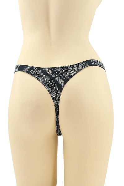 OEM Sexy thong panties with decorative rhinestone applications, minimalist design, MG-P3358