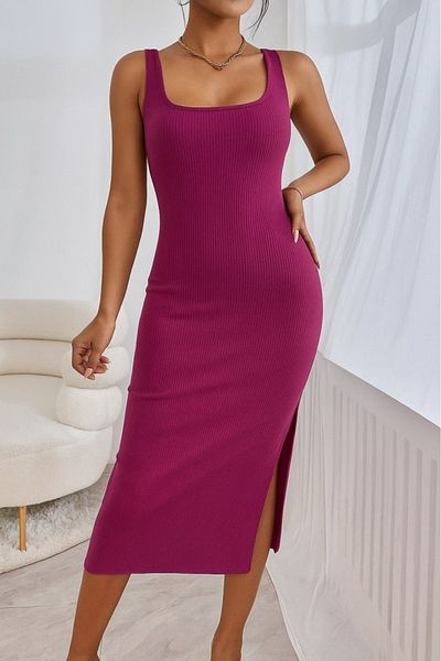 Kokosh moda Γυναικείο φόρεμα μίντι καμιζόλ με τετράγωνο λαιμό με λουράκι