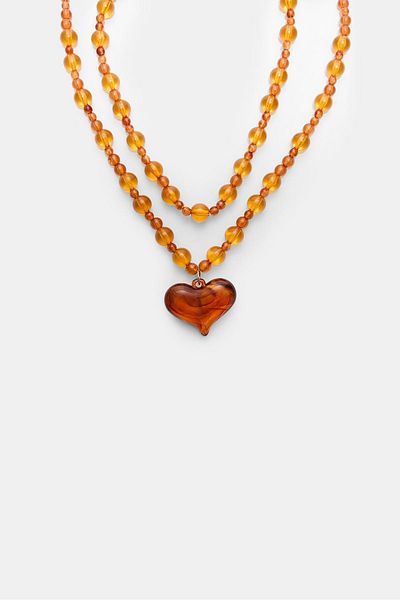 Stradivarius Set of 2 bead and heart necklaces