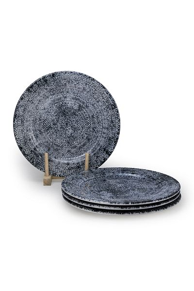 Edessa Ceramic Ginko 27Cm Round Dinner Plate, Multicolor (Set of 4)